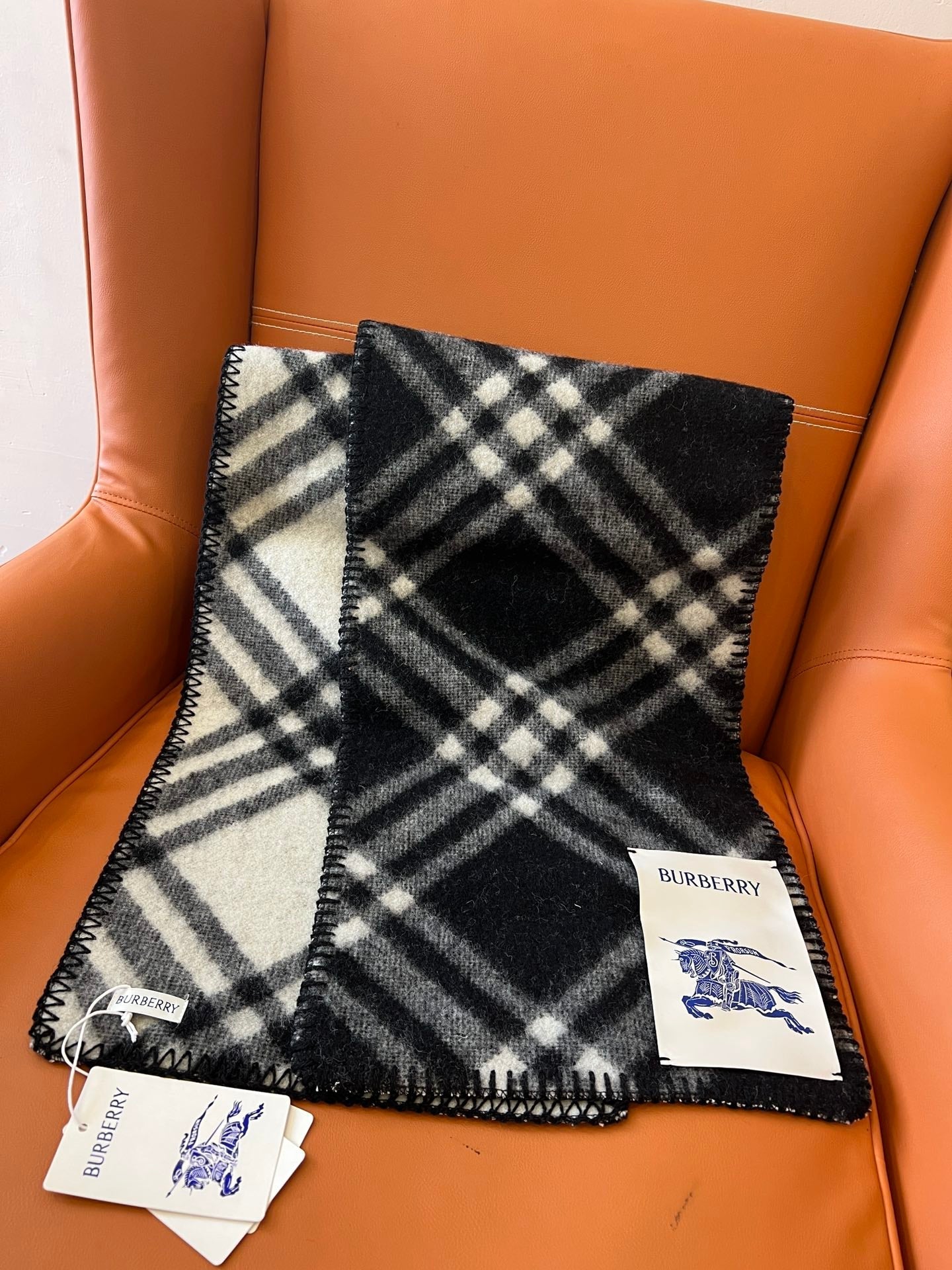 CHECK WOOL 182 CM SCARF BLACK 405055 mysite
