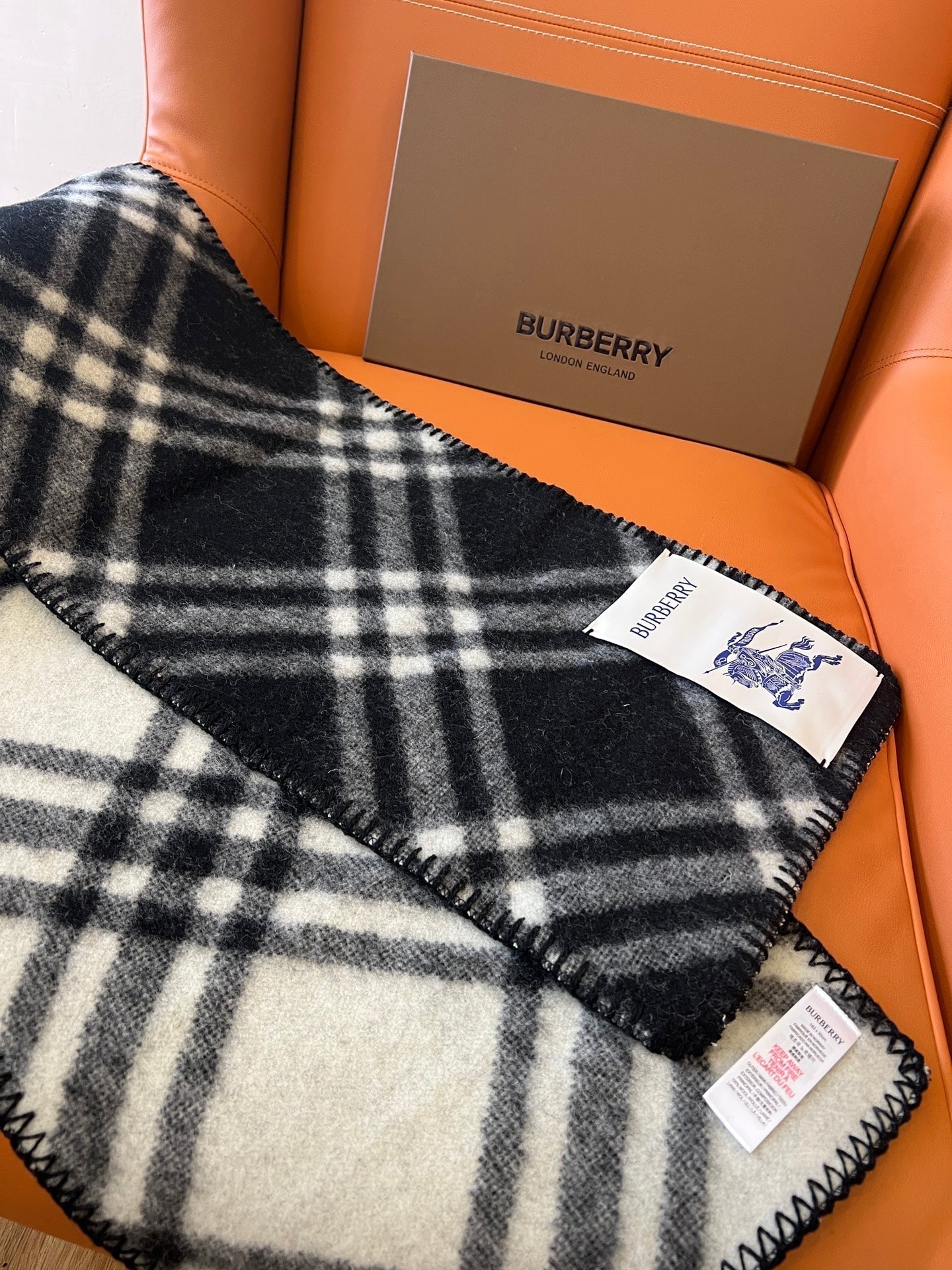 CHECK WOOL 182 CM SCARF BLACK 405055 mysite
