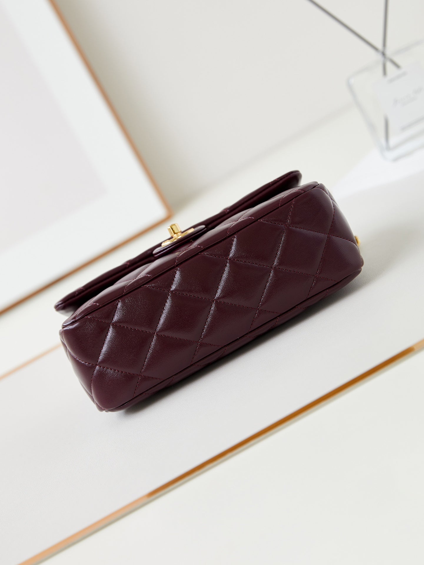CC Flap Bag With Top Handle 25cm Wine Red Sheepskin Gold Hardware 238481 mysite