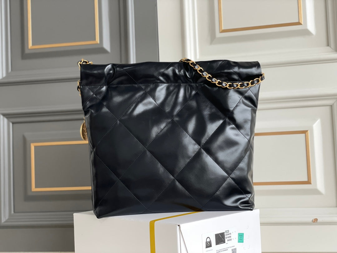24K CC Hobo 22 Bag Black Lambskin Gold Hardware mysite