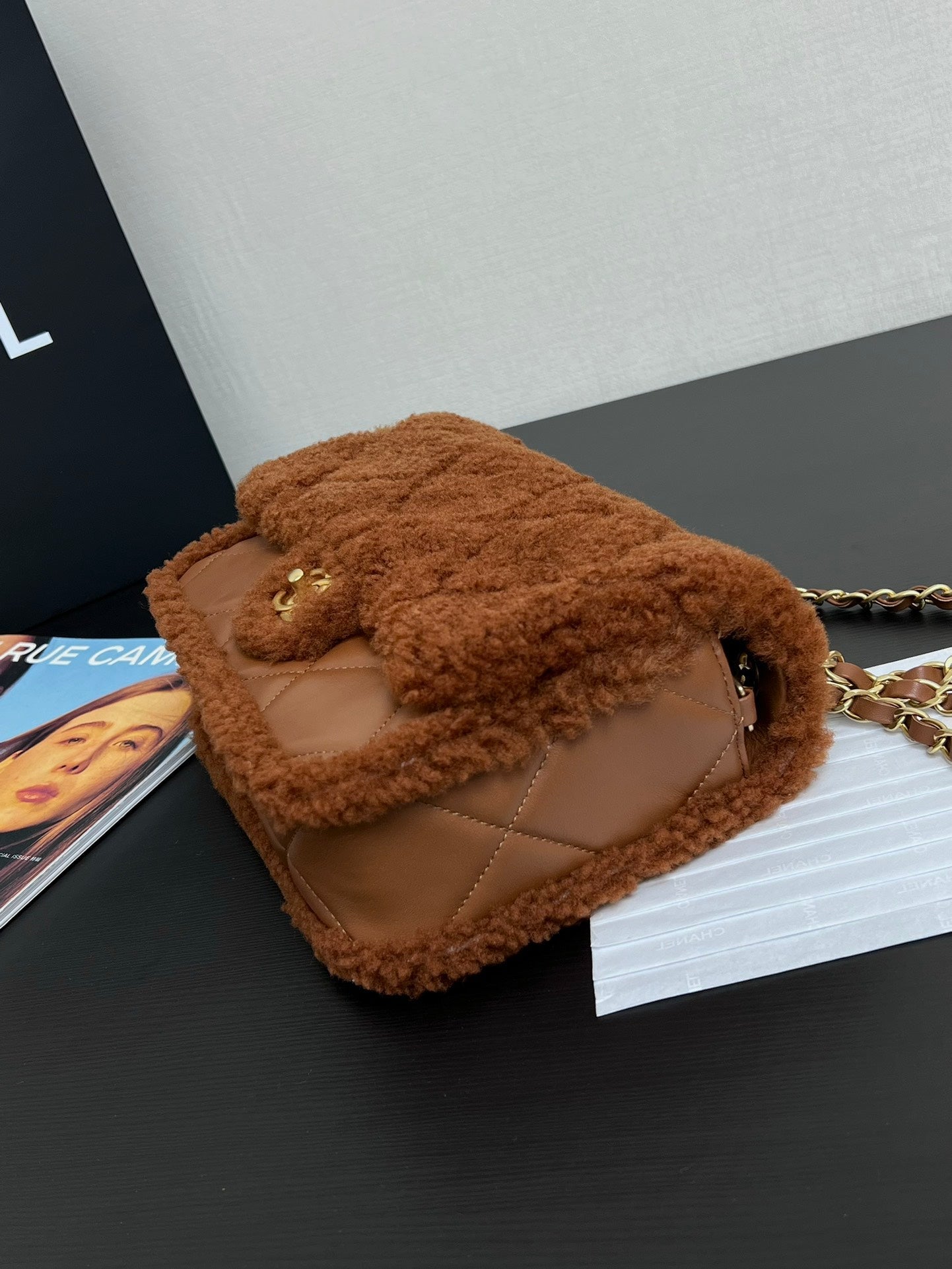 Flap Bag Small 23cm Brown Sherling Lambskin Gold Hardware mysite