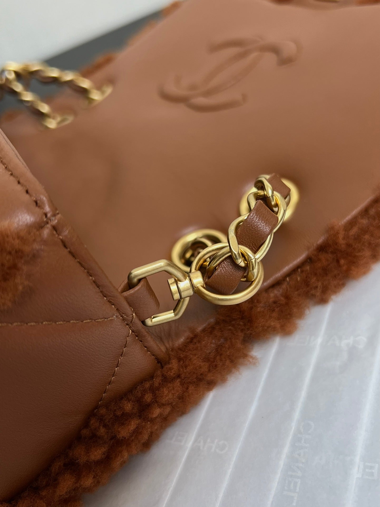 Flap Bag Small 23cm Brown Sherling Lambskin Gold Hardware mysite