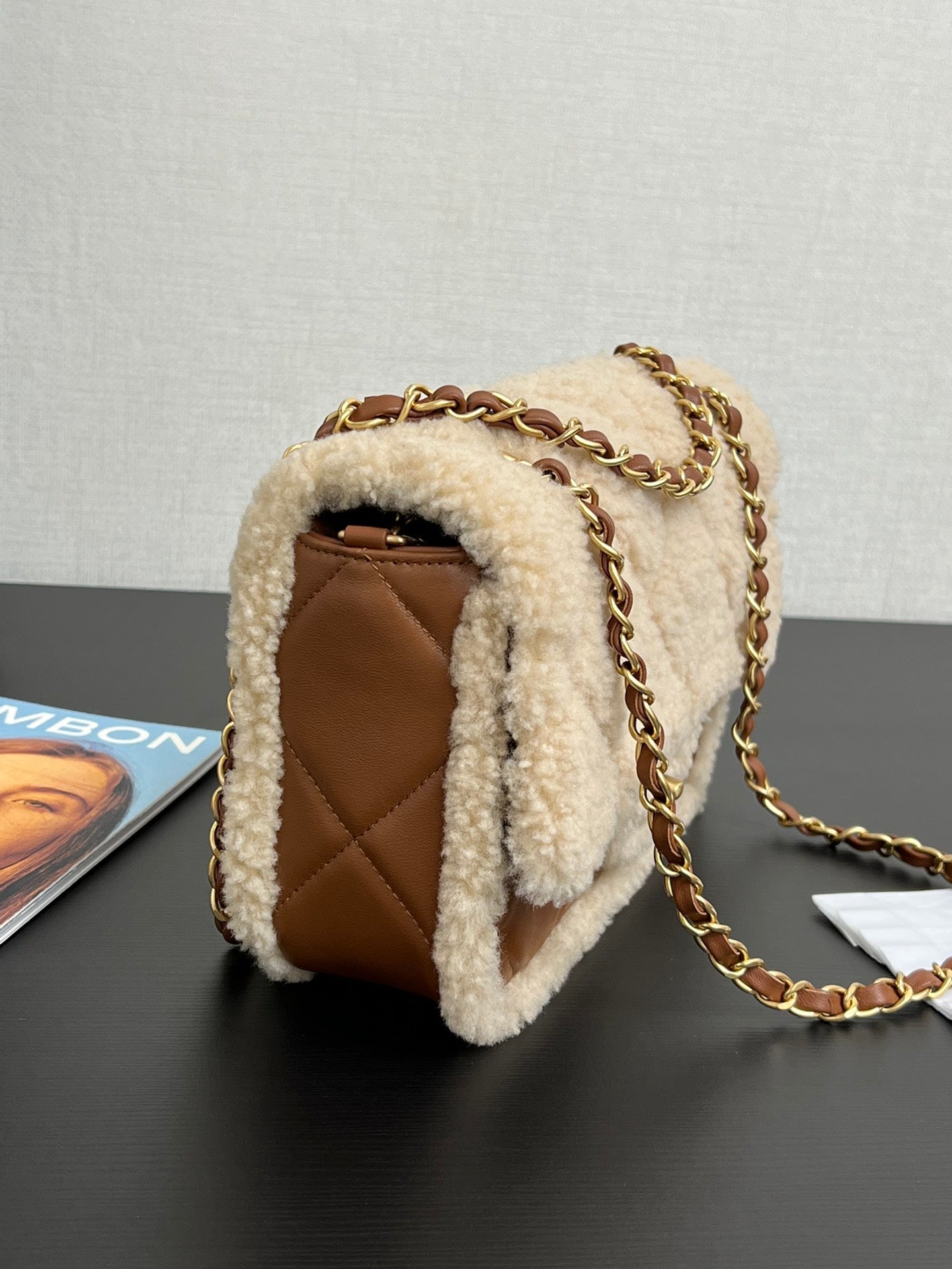 Flap Bag Small 23cm Beige Brown Sherling Lambskin Gold Hardware mysite