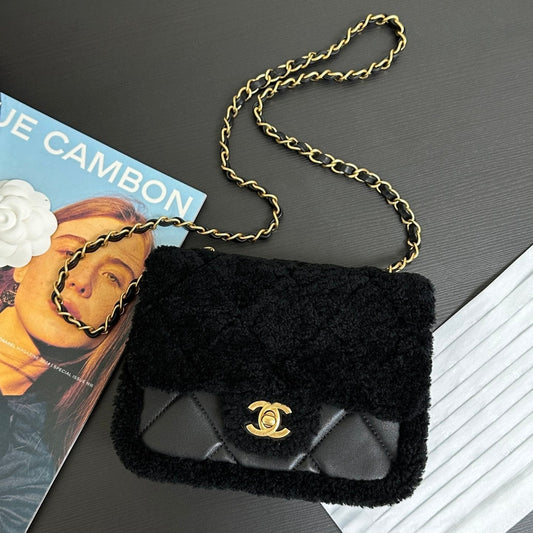 Flap Bag Mini 18cm Black Sherling Lambskin Gold Hardware mysite