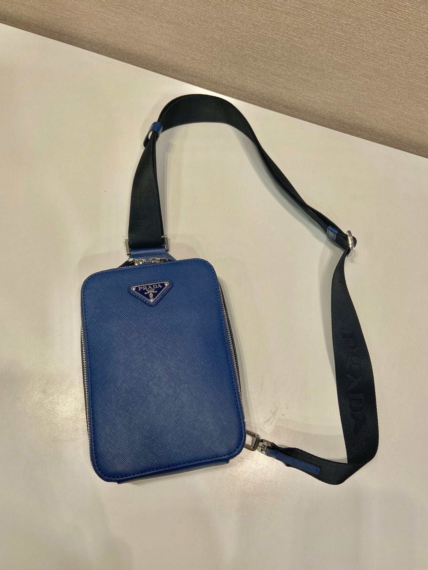 CHEST BAG 20 IN CLASSIC BLUE SAFFIANO LEATHER mysite