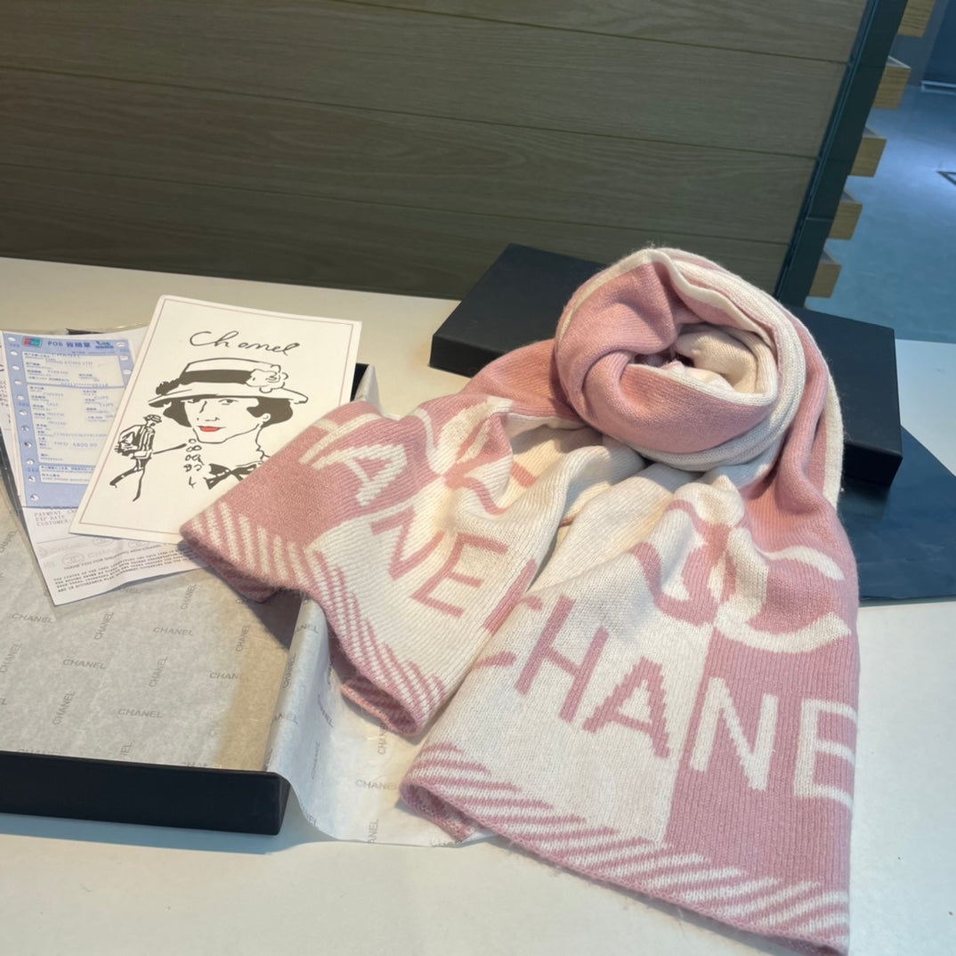 CC Scarf 180 CM In White Mix Pink Cashmere 416940 mysite