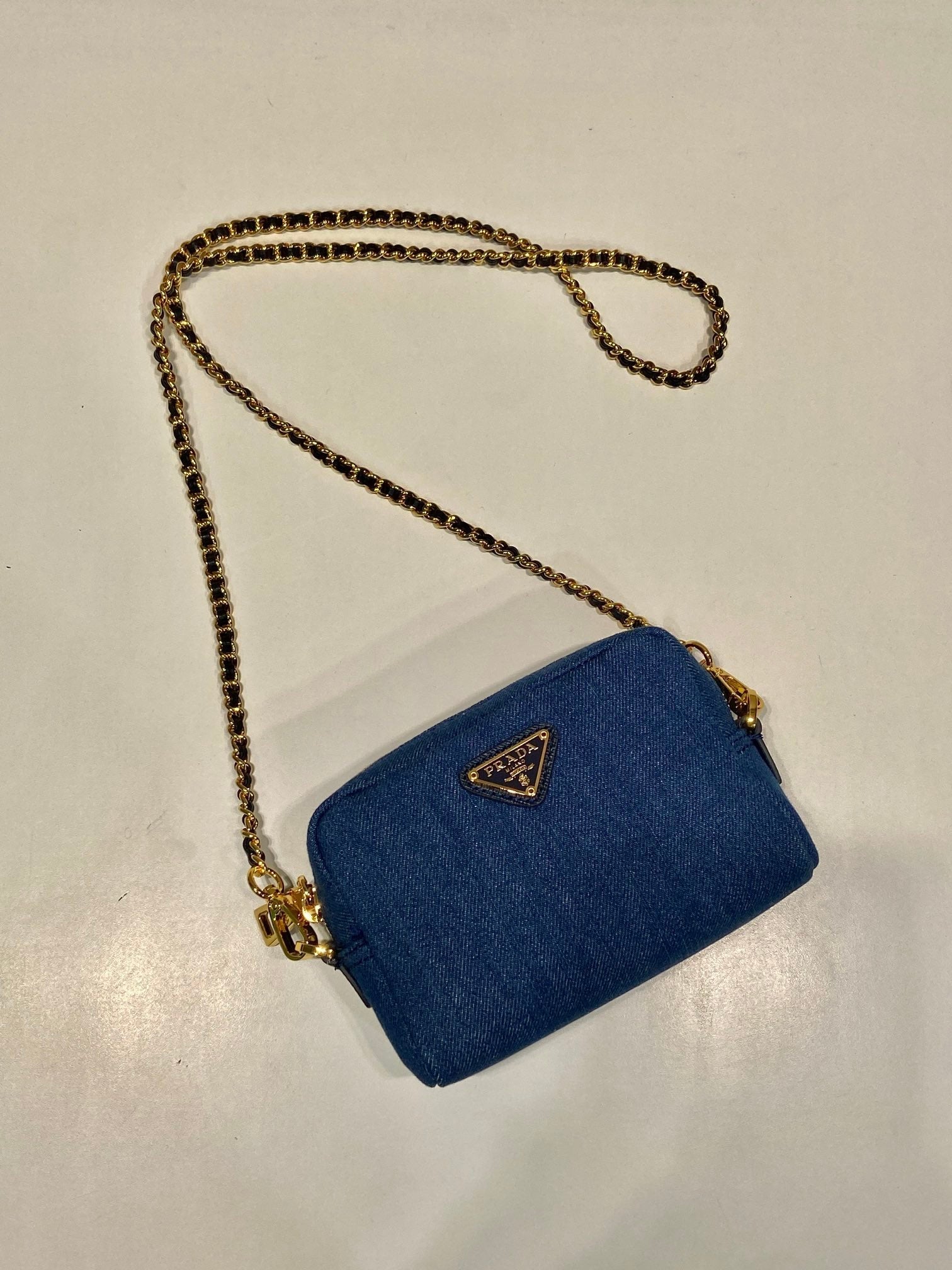 MINI BAG 14 IN AZURE BLUE DENIM GOLD HARDWARE mysite