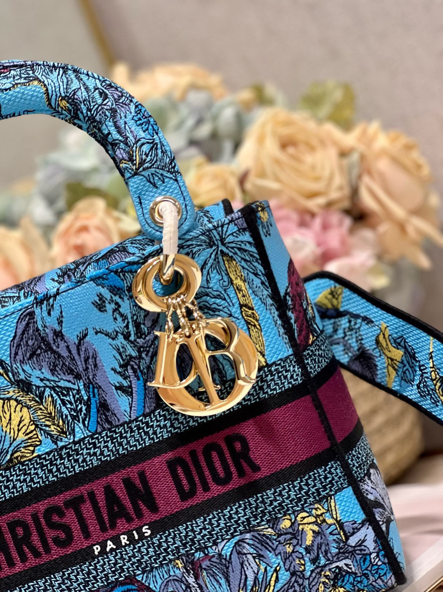 CD Elephant Blue 24 Lady Dior Bag Canvas 336679 mysite