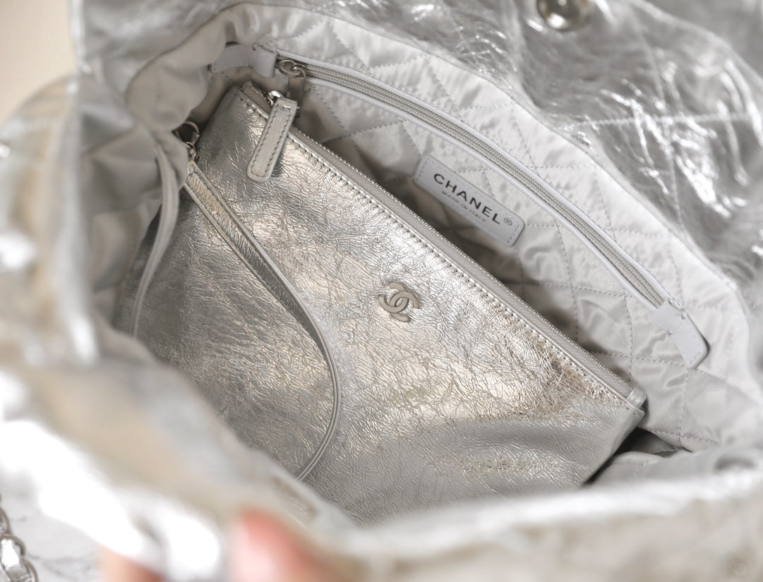 25C Hobo 22 Bag 35cm Silver Metalic Lambskin mysite
