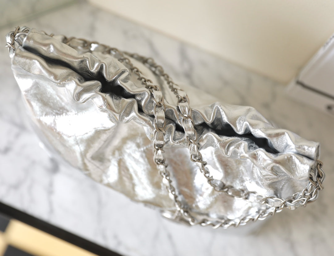 25C Hobo 22 Bag 35cm Silver Metalic Lambskin mysite
