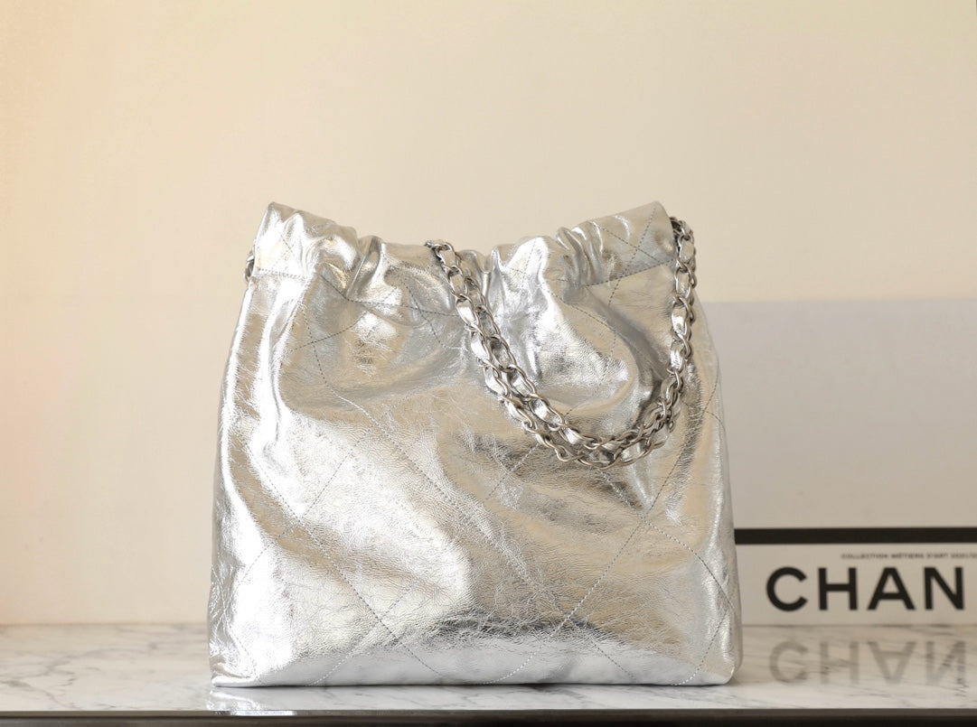 25C Hobo 22 Bag 35cm Silver Metalic Lambskin mysite