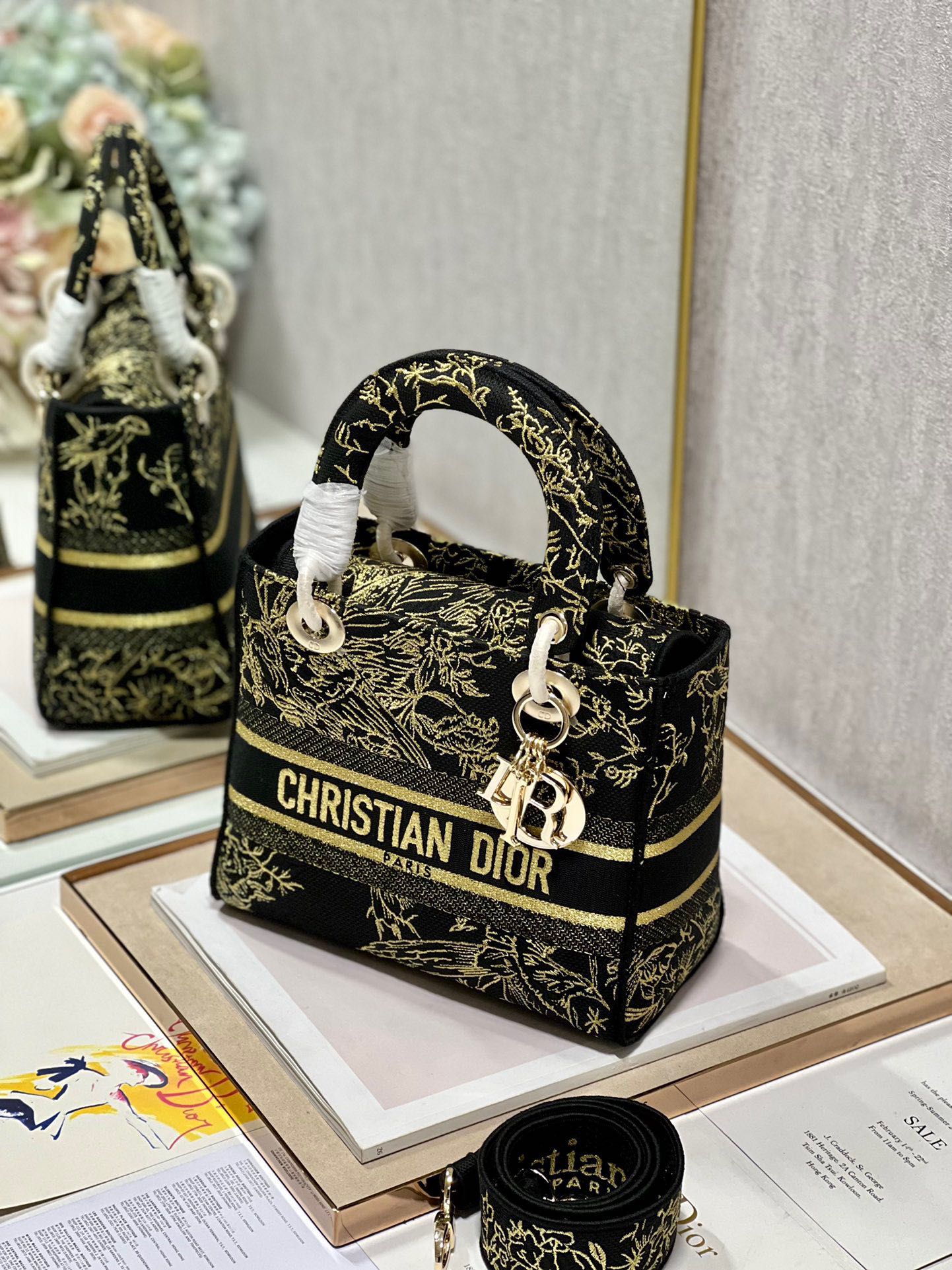 CD Black Magpie 24 Lady Dior Bag Canvas 336688 mysite