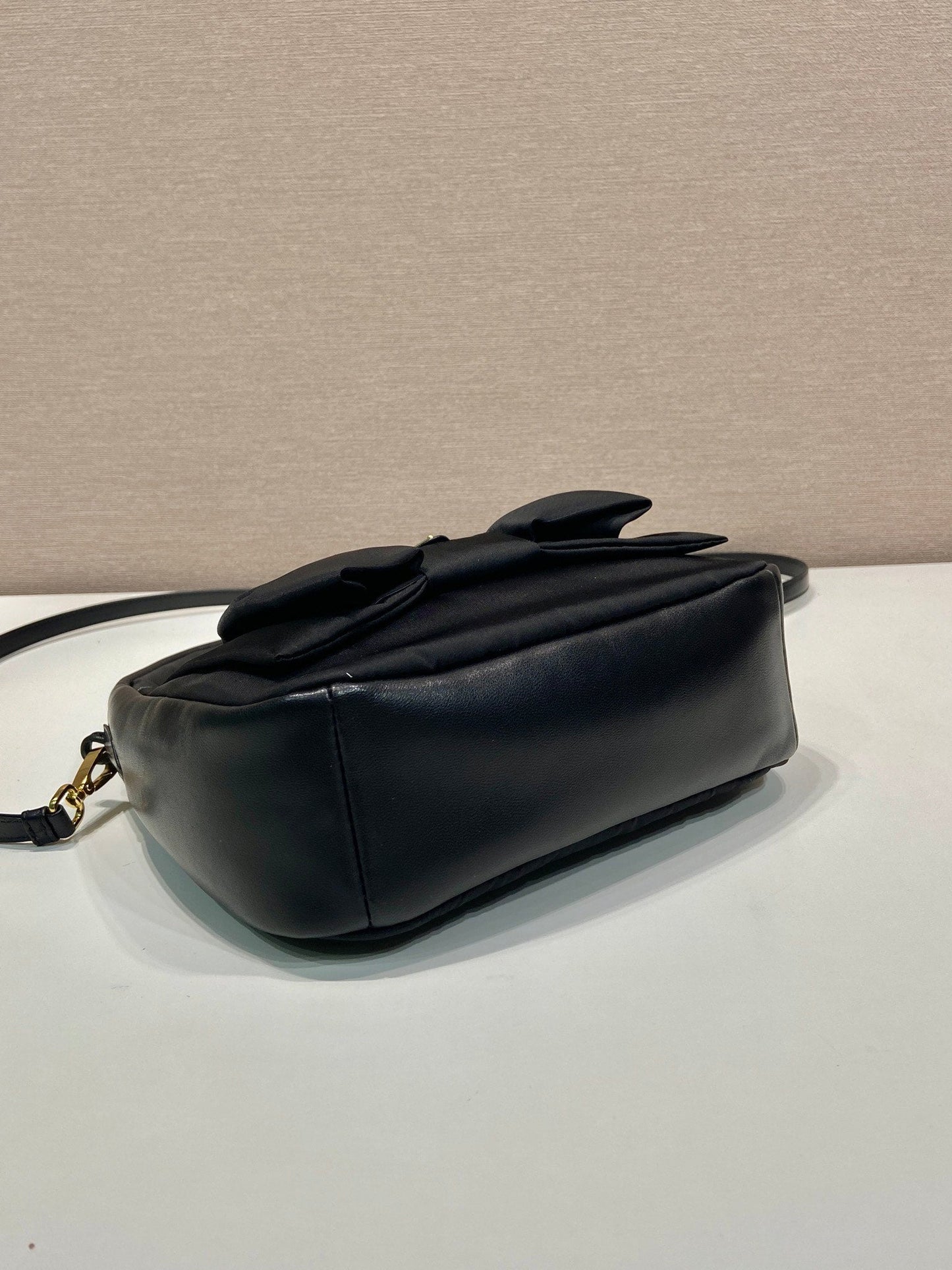 BOW HOBO BAG 22 IN BLACK RE-NYLON AND LAMBSKIN mysite