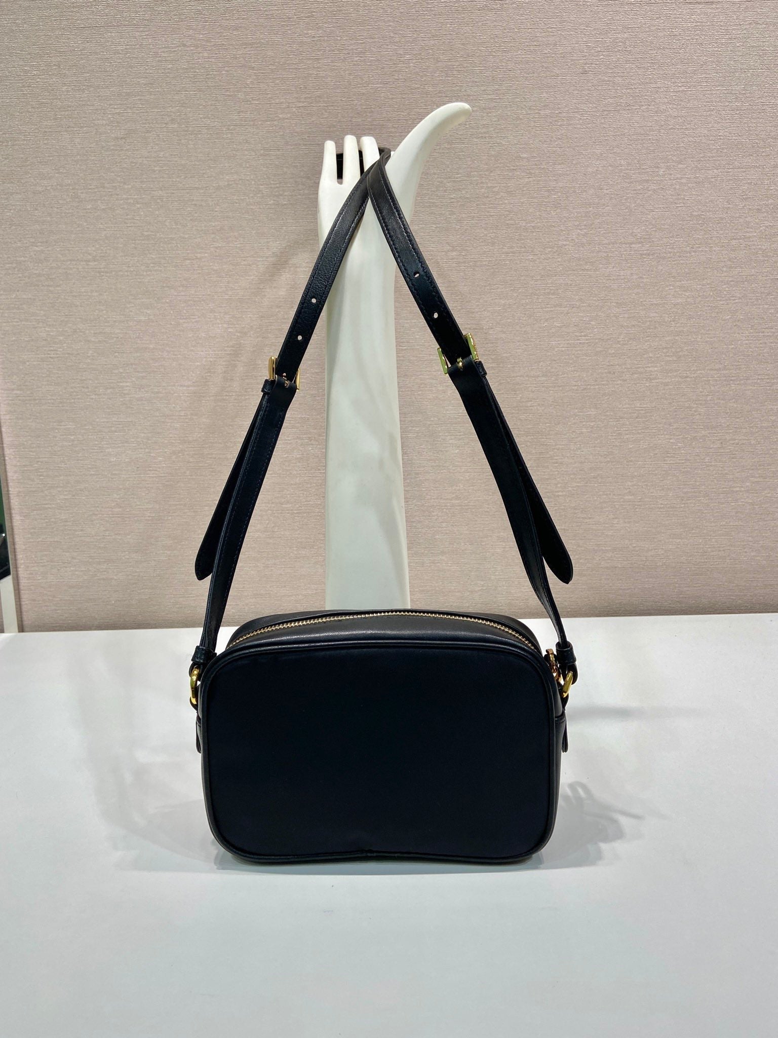 BOW BAG 18 IN BLACK RE-NYLON AND LAMBSKIN mysite