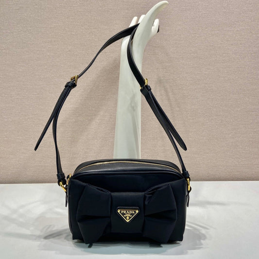 BOW BAG 18 IN BLACK RE-NYLON AND LAMBSKIN mysite