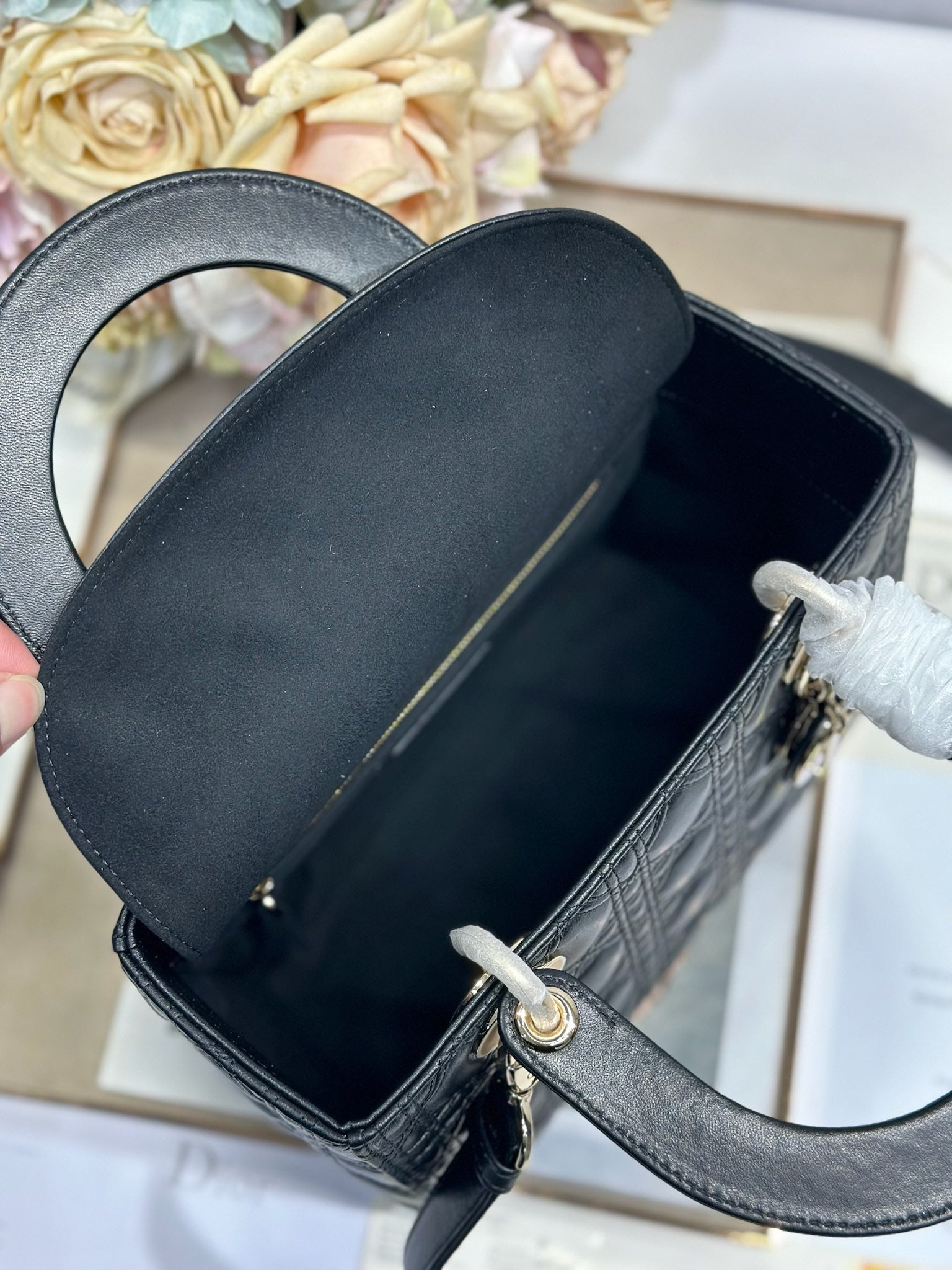 CD Medium Lady Dior 24 Bag Black Lambskin mysite