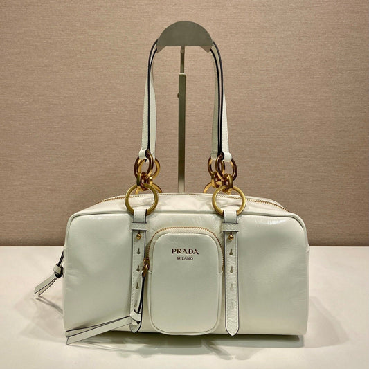 LARGE RECTANGULAR BAG 30 IN WHITE OIL WAX LAMBSKIN GOLD HARDWARE mysite