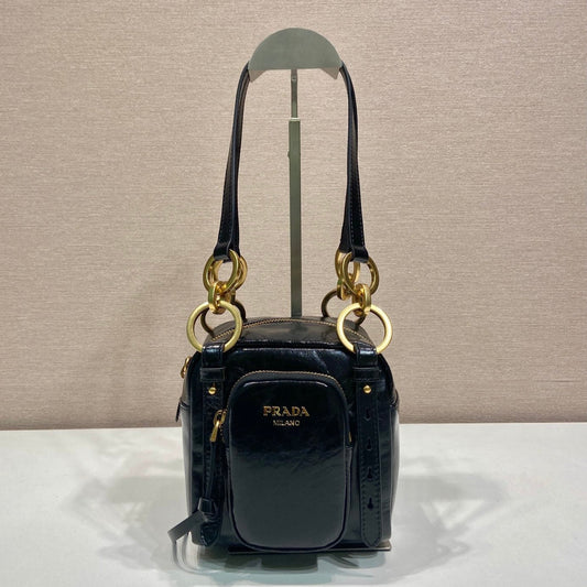 SMALL RECTANGULAR BAG 14 IN BLACK OIL WAX LAMBSKIN GOLD HARDWARE mysite