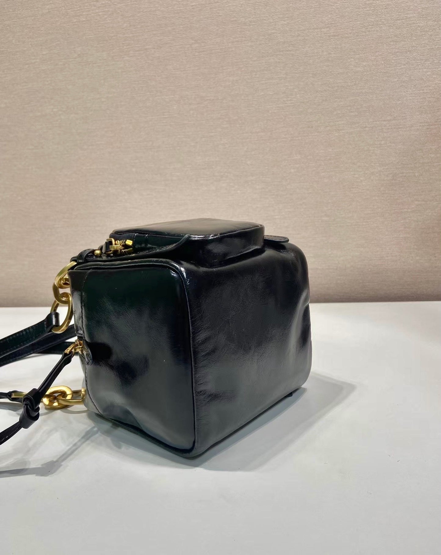 SMALL RECTANGULAR BAG 14 IN BLACK OIL WAX LAMBSKIN GOLD HARDWARE mysite