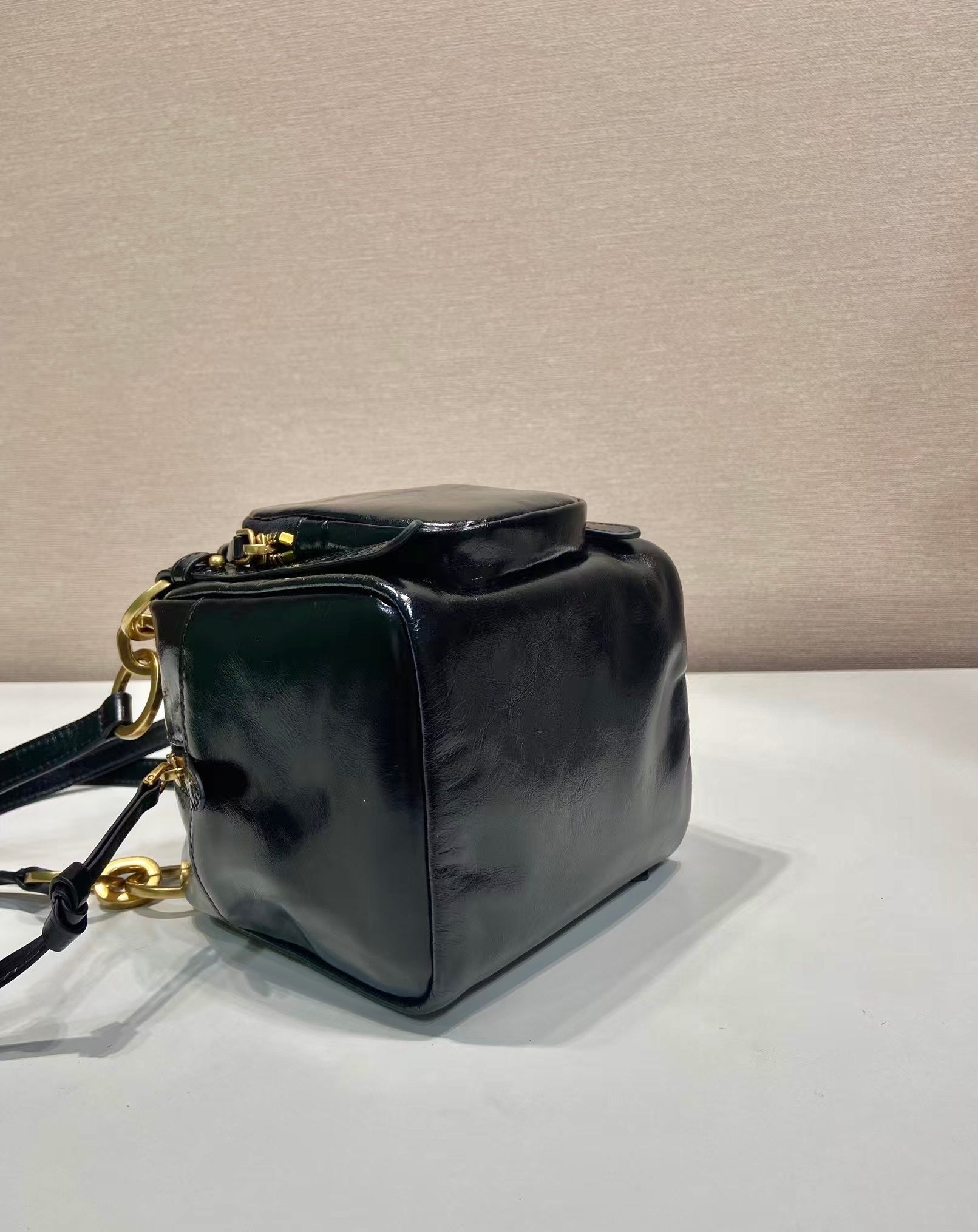 SMALL RECTANGULAR BAG 14 IN BLACK OIL WAX LAMBSKIN GOLD HARDWARE mysite