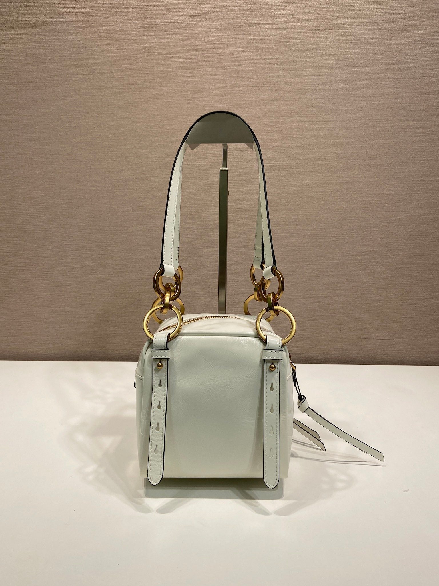 SMALL RECTANGULAR BAG 14 IN WHITE OIL WAX LAMBSKIN GOLD HARDWARE mysite