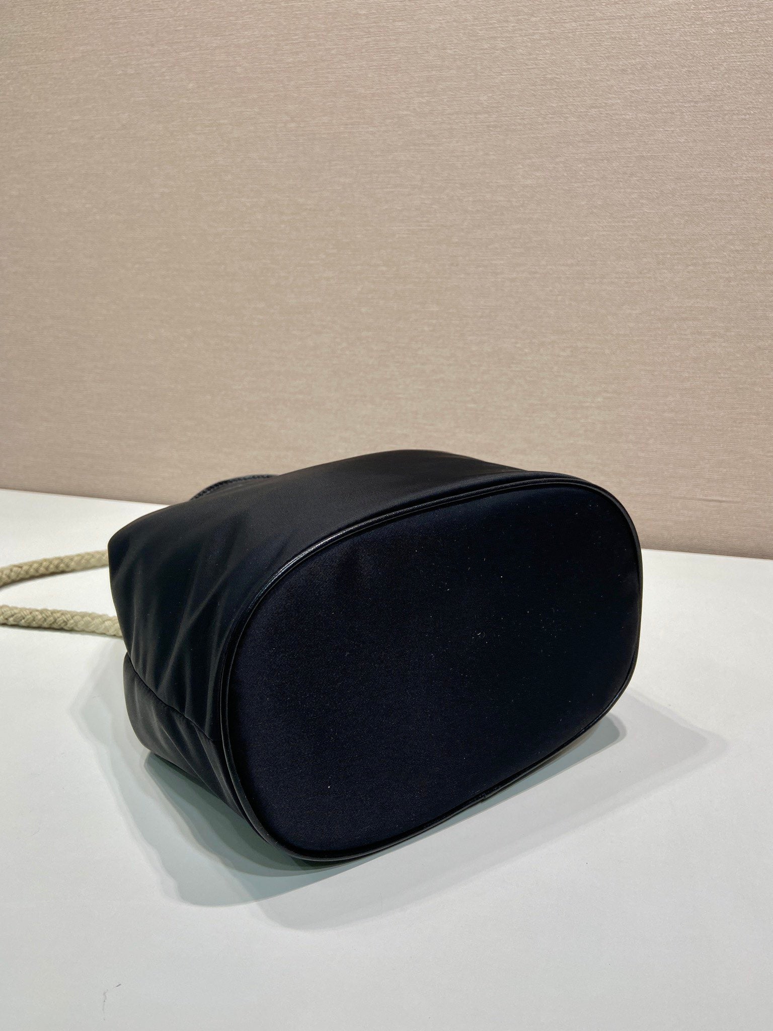 BUCKET BAG 28 IN BLACK RE-NYLON GOLD LOGO mysite