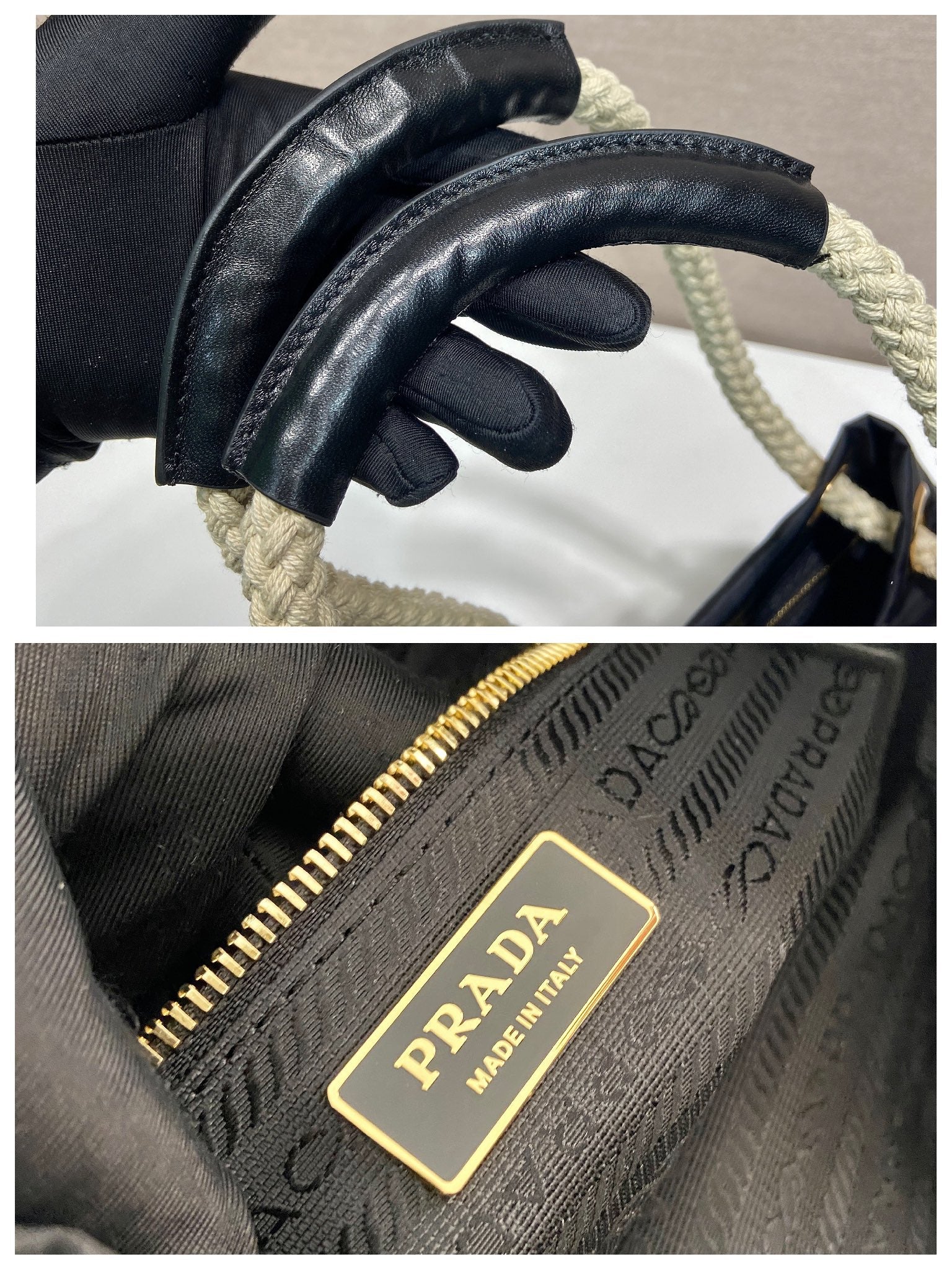 BUCKET BAG 28 IN BLACK RE-NYLON GOLD LOGO mysite