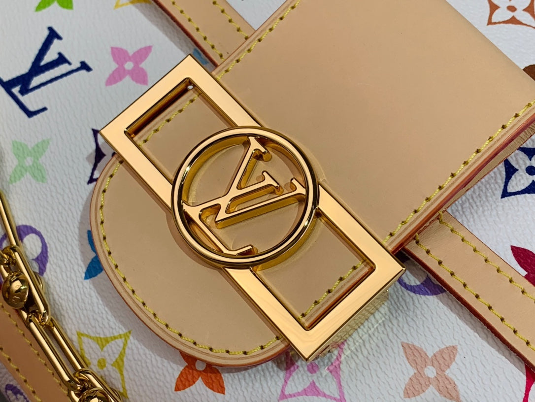 LV x TM Dauphine Soft GM 28cm White Multicolored Cowhide-leather trim mysite