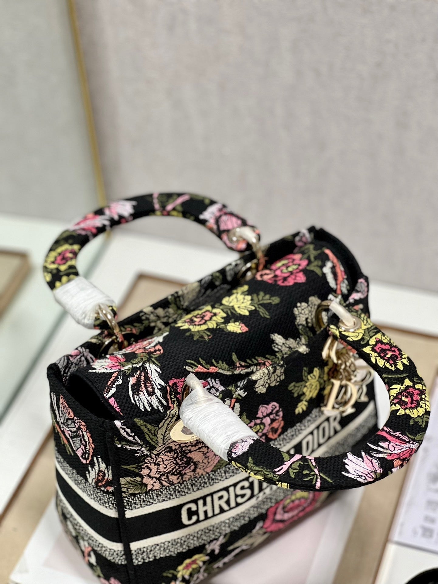 CD Glenflower Black 24 Lady Dior Bag Canvas 336727 mysite