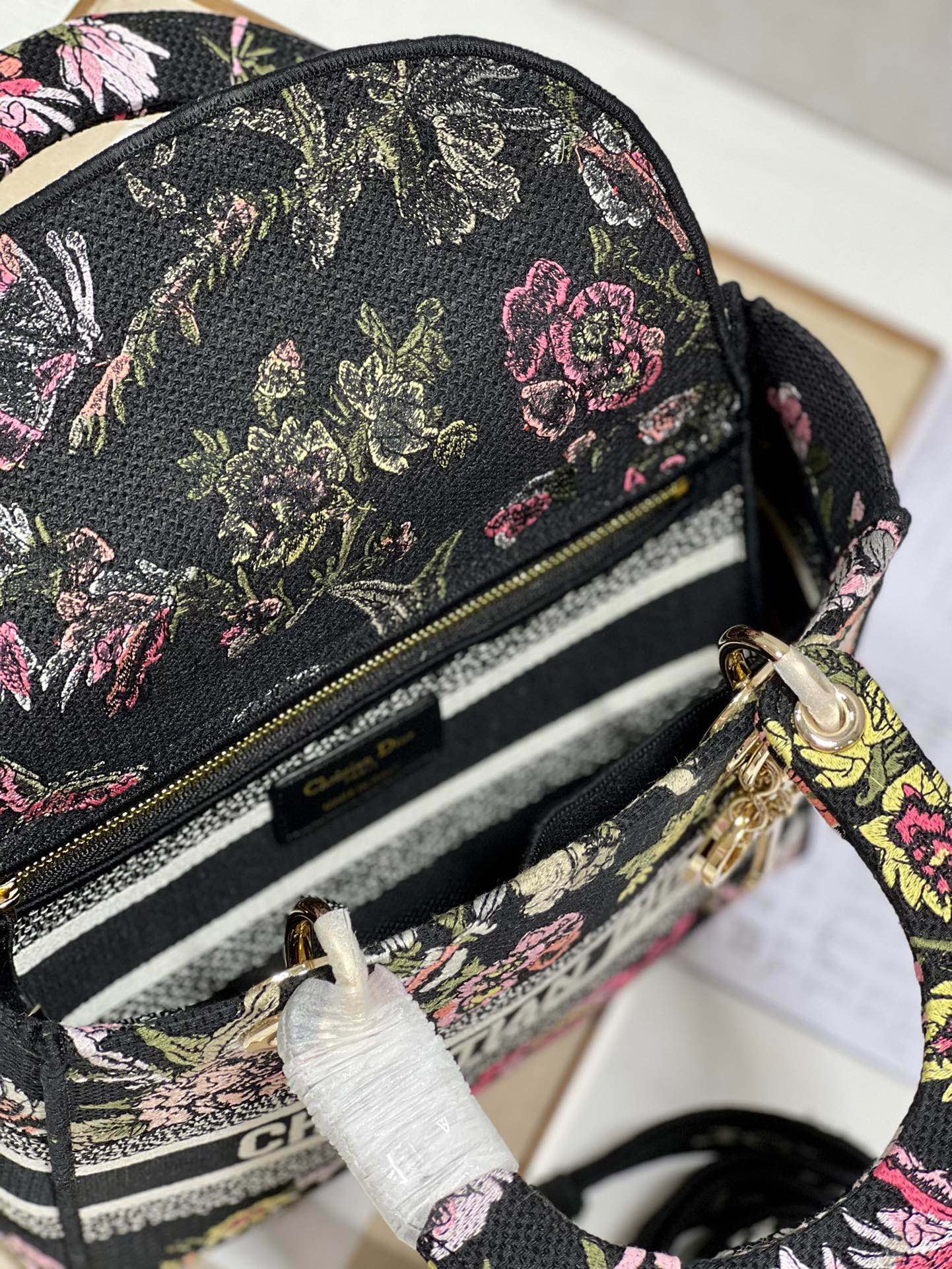 CD Glenflower Black 24 Lady Dior Bag Canvas 336727 mysite