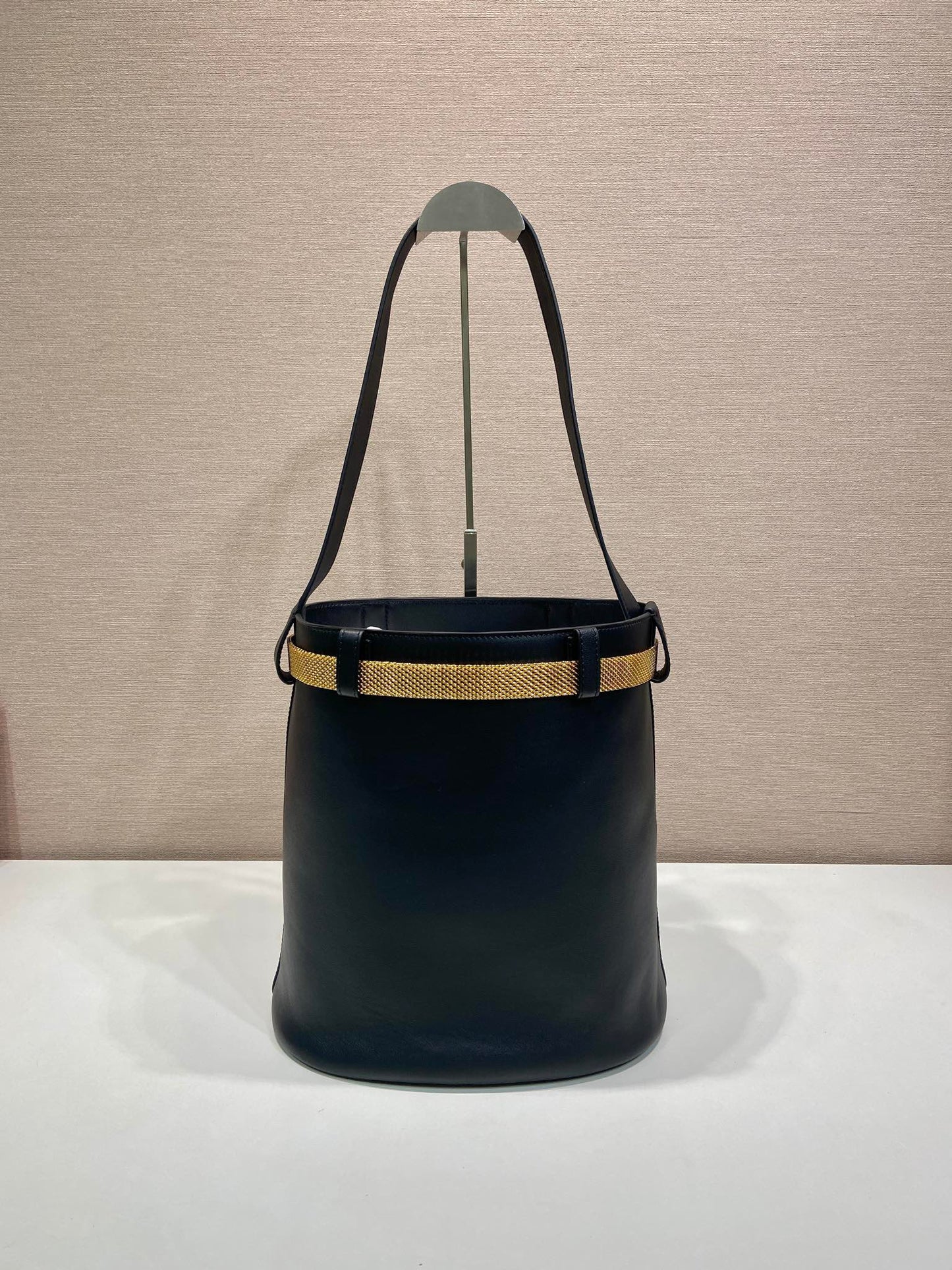 PRA bucket bag iron chain belt black leather 341179 mysite