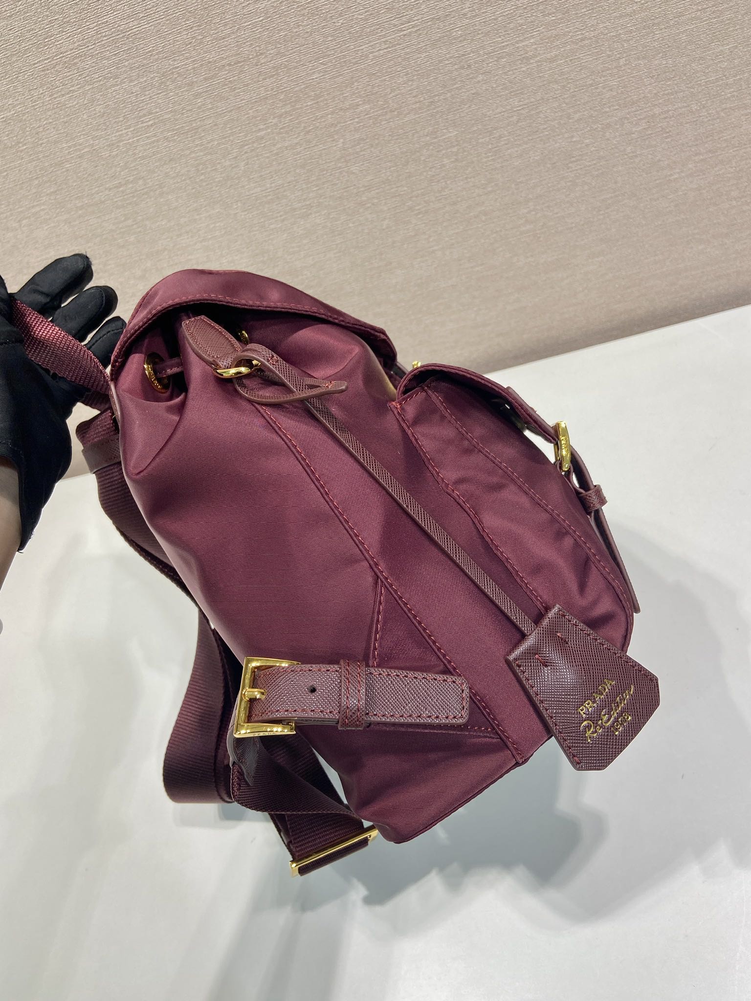 PRA backpack 28 burgundy nylon fabric gold hardware mysite