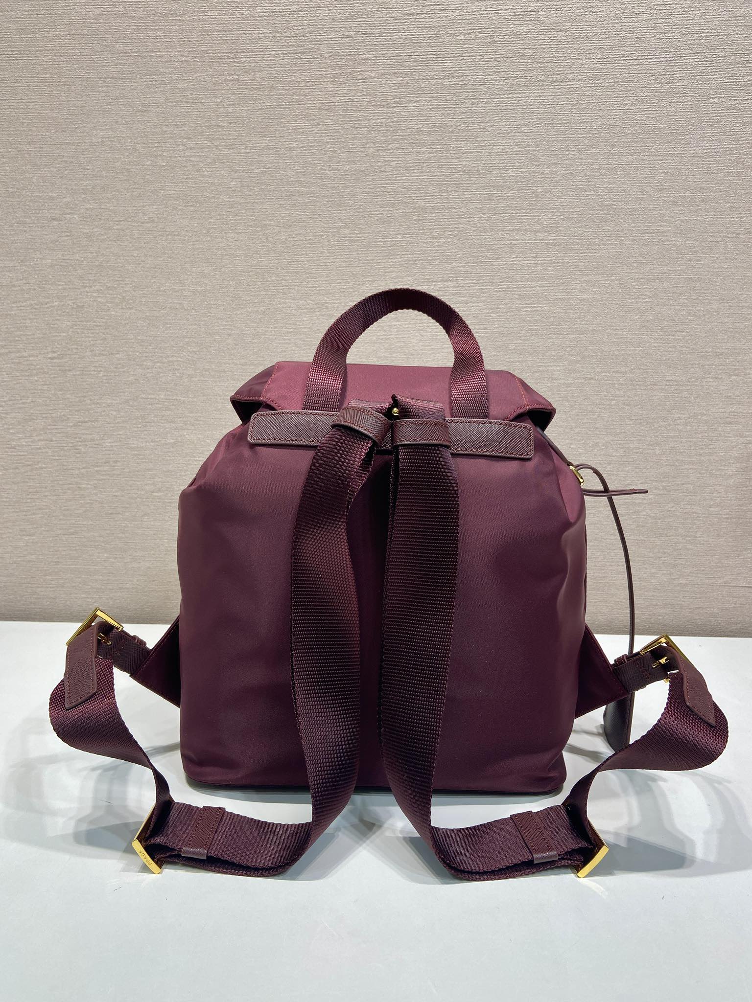 PRA backpack 28 burgundy nylon fabric gold hardware mysite