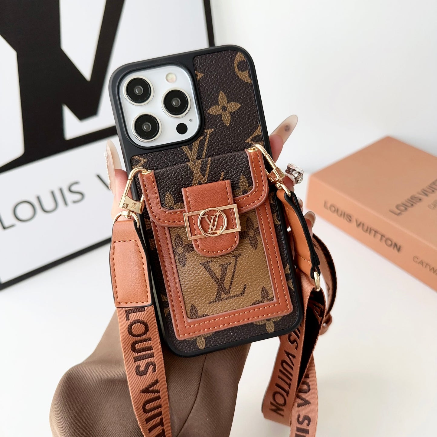 Luxury DAUPHINE LEATHER MONOGRAM CROSSBODY IPHONE CASEs mysite