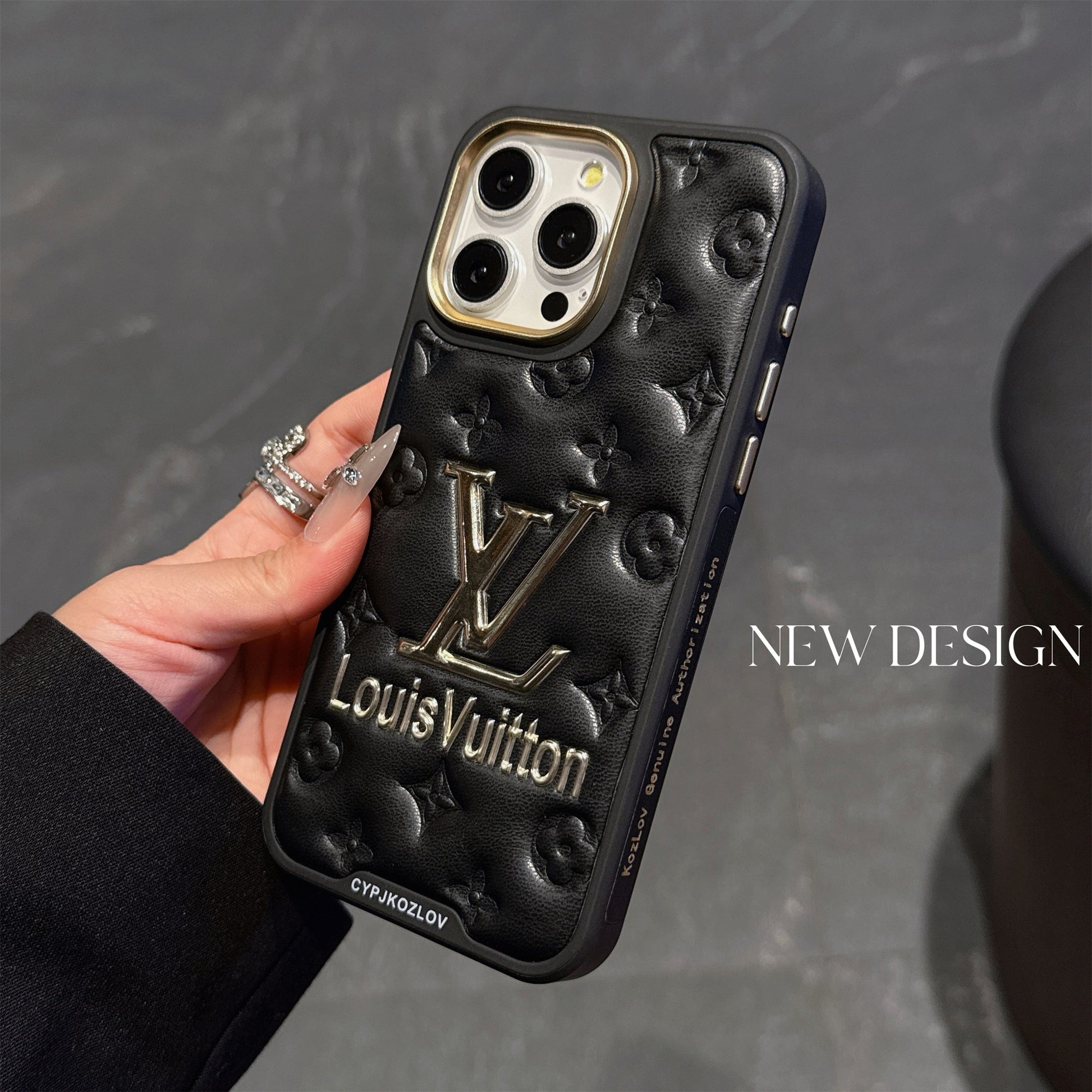 Finest Electroplated Classic Monogram Embossed Leather Apple iPhone Cases mysite