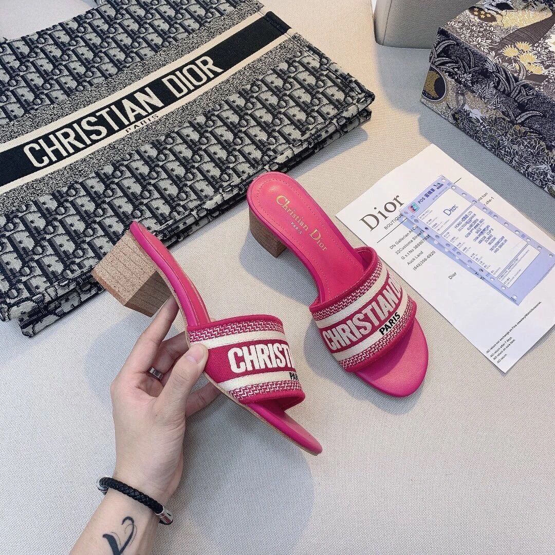 Embroidered Block Heel Slippers-1 mysite