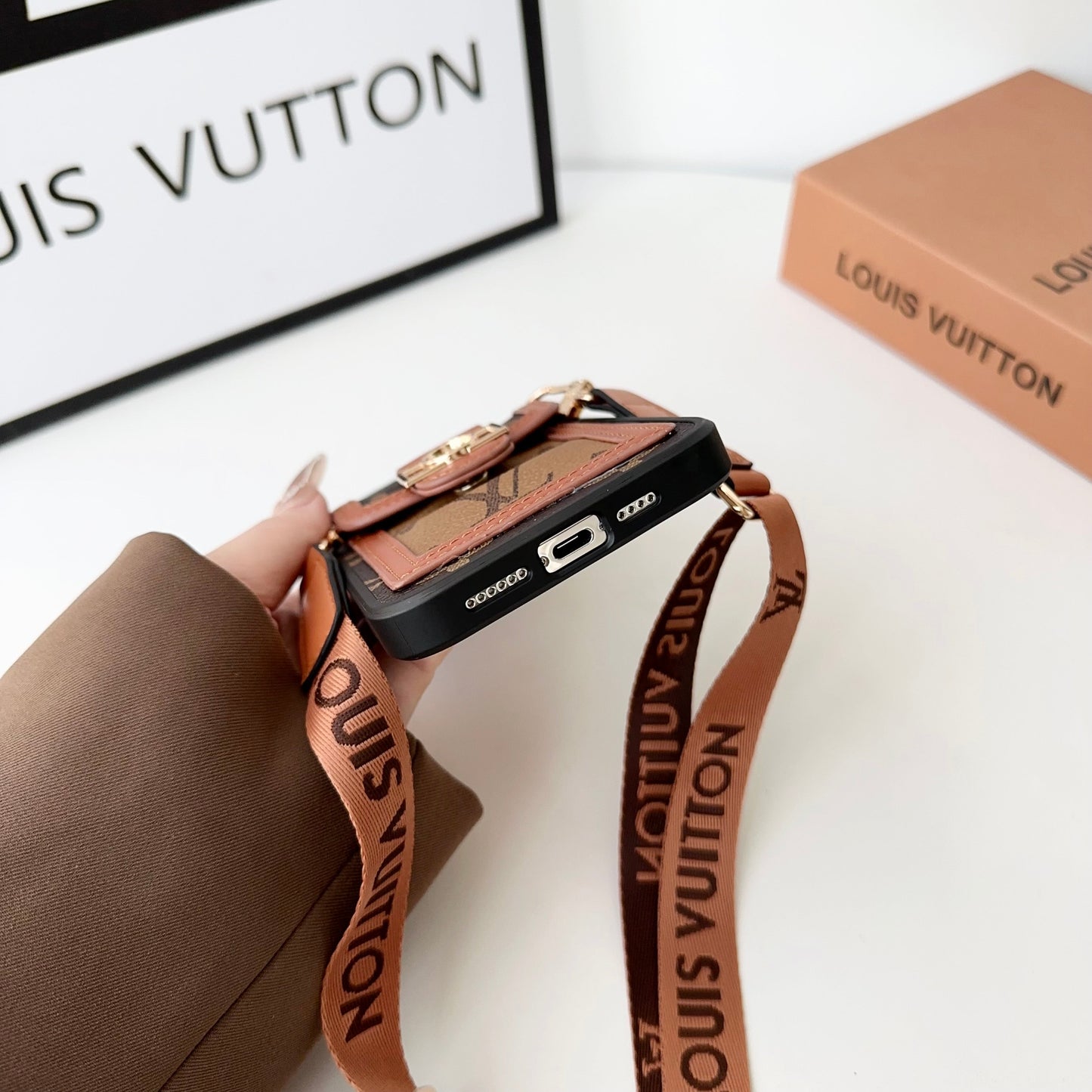 Luxury DAUPHINE LEATHER MONOGRAM CROSSBODY IPHONE CASEs mysite