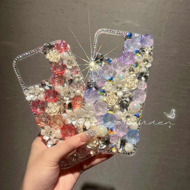 Luxury Rhinestone Diamond Rose iPhone Case mysite