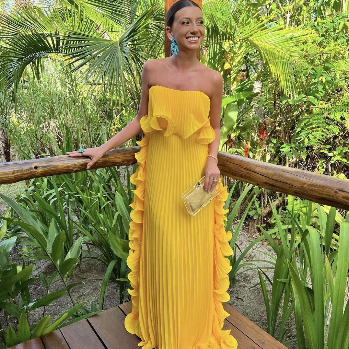 Red/Yellow a-line ruffled long Chiffon ball gown prom dress evening dress wedding guest party dress gh2951s mysite