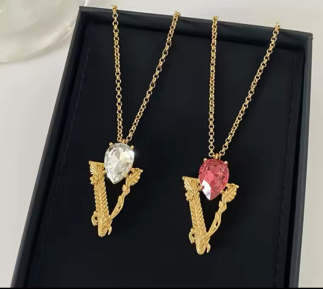 New 18k Gold plated Transparent Gemstone Necklace mysite