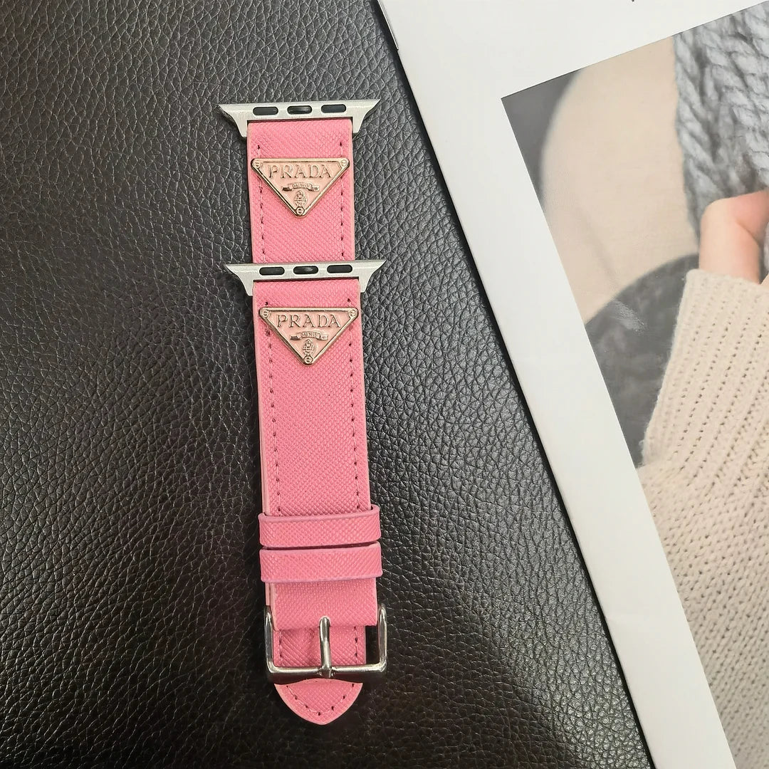 Double Triangle Monogram Label Leather Apple Watch Bands-1 mysite