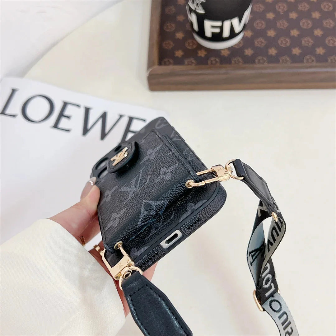 Monogram Canvas Leather Button Card Holder Crossbody iPhone Cases mysite