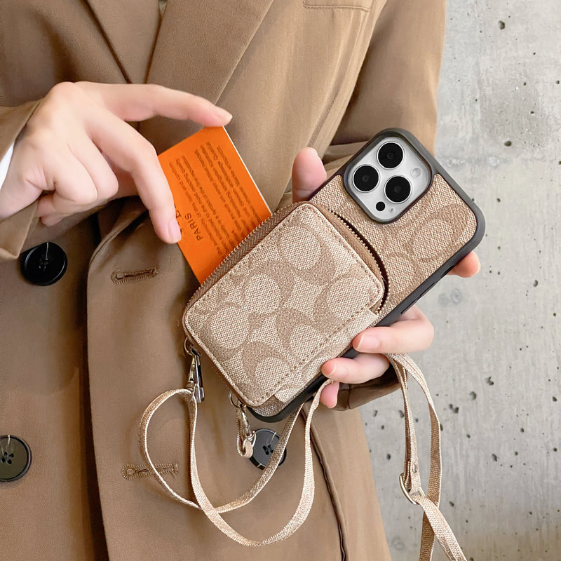 Coach iPhone Case With Wallet Coffee-LQB2414121 mysite