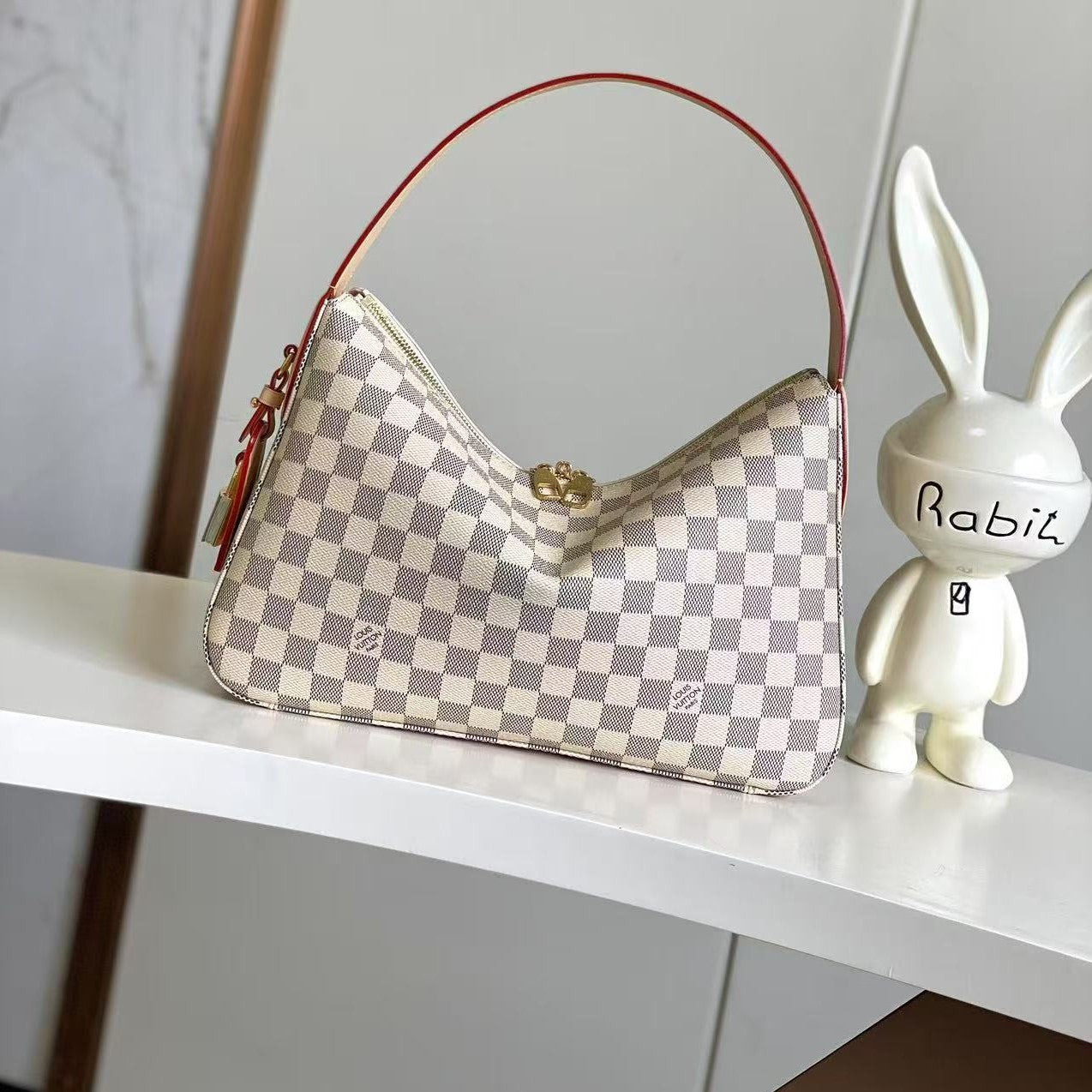 Slouchy PM 33cm Black White Damier Azur Coated Canvas & Cowhide mysite