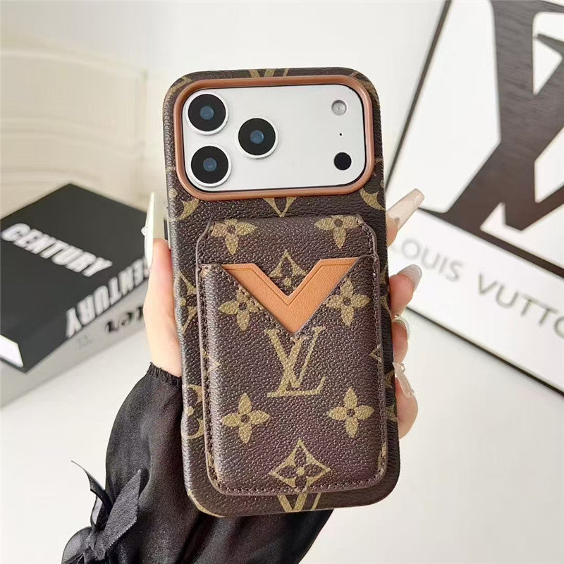 Lv Leather Card Holder Phone Case For iPhone 17 / 16 / 15 / 14/ 13s mysite