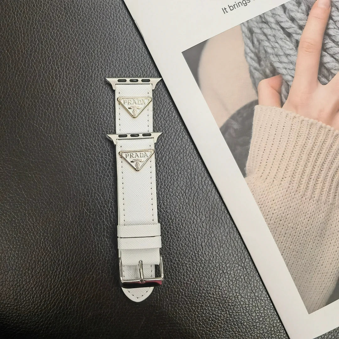 Double Triangle Monogram Label Leather Apple Watch Bands-1 mysite