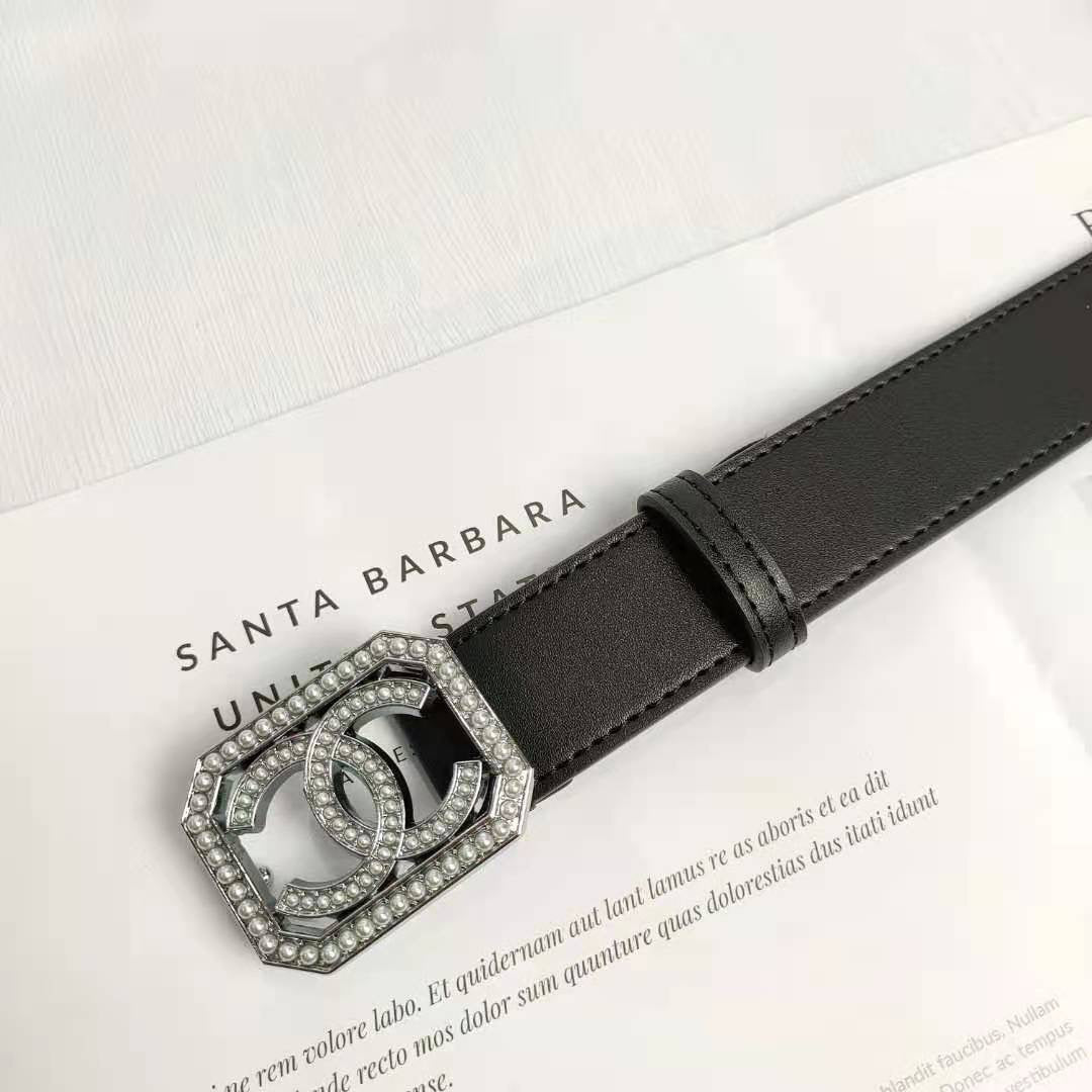 2 Colors Fashion pearl square buckle leather belts mysite