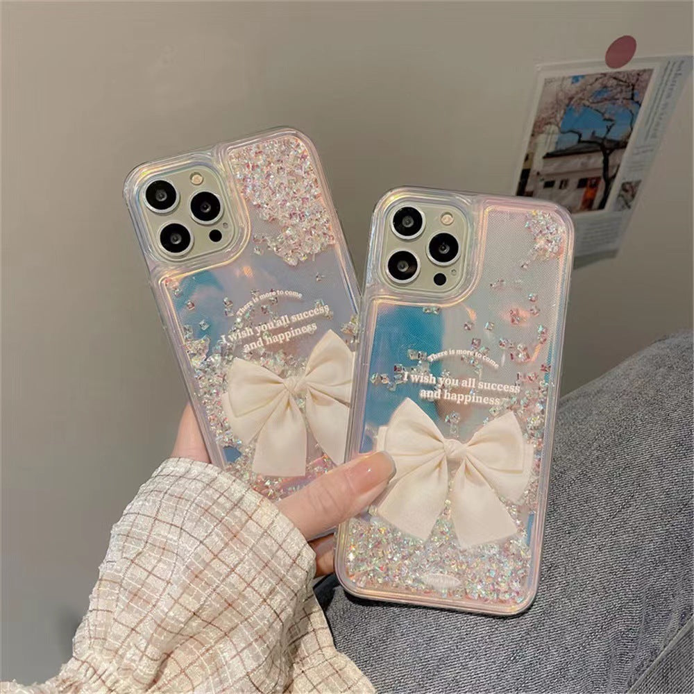 Quicksand Gradient Color Bow-knot With Wristband For iPhone Case mysite