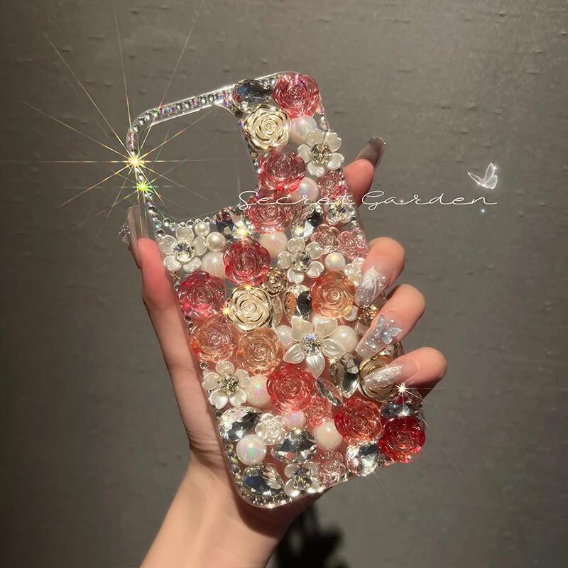 Luxury Rhinestone Diamond Rose iPhone Case mysite