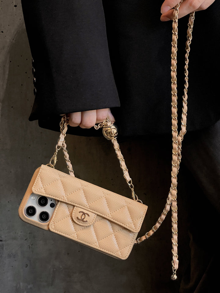 Chanel Genuine Leather Wallet Leather Crossbody Bag Phone Case For iPhone 17 / 16 / 15 / 14s mysite